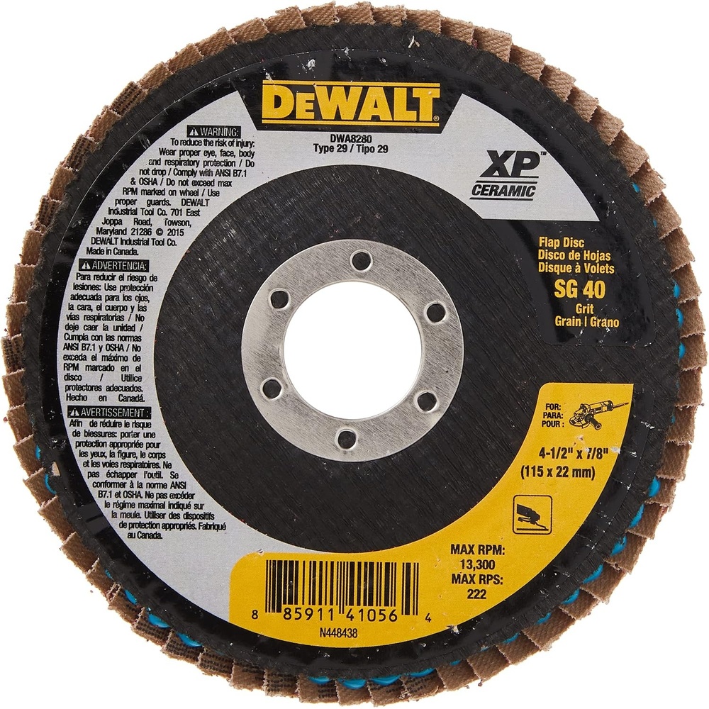 image:imageDEWALT DWA8280H 40G T29 XP Ceramic Flap Disc 412 x 5840G 78Inch Hub