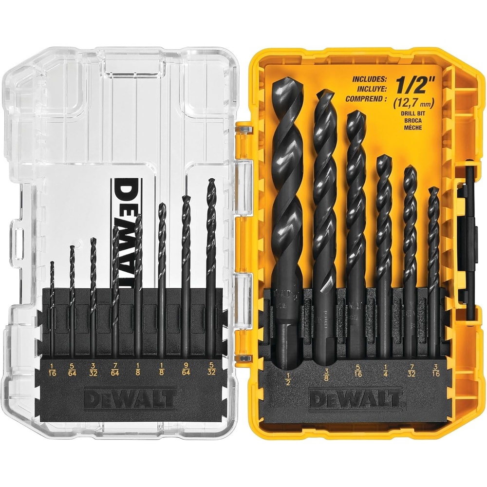 image:imageDEWALT Drill Bit Set 3Flats Shank14Piece 135 Degree Split Point for Plastic Wood and Metal DWA118414 piece set Pack of 1