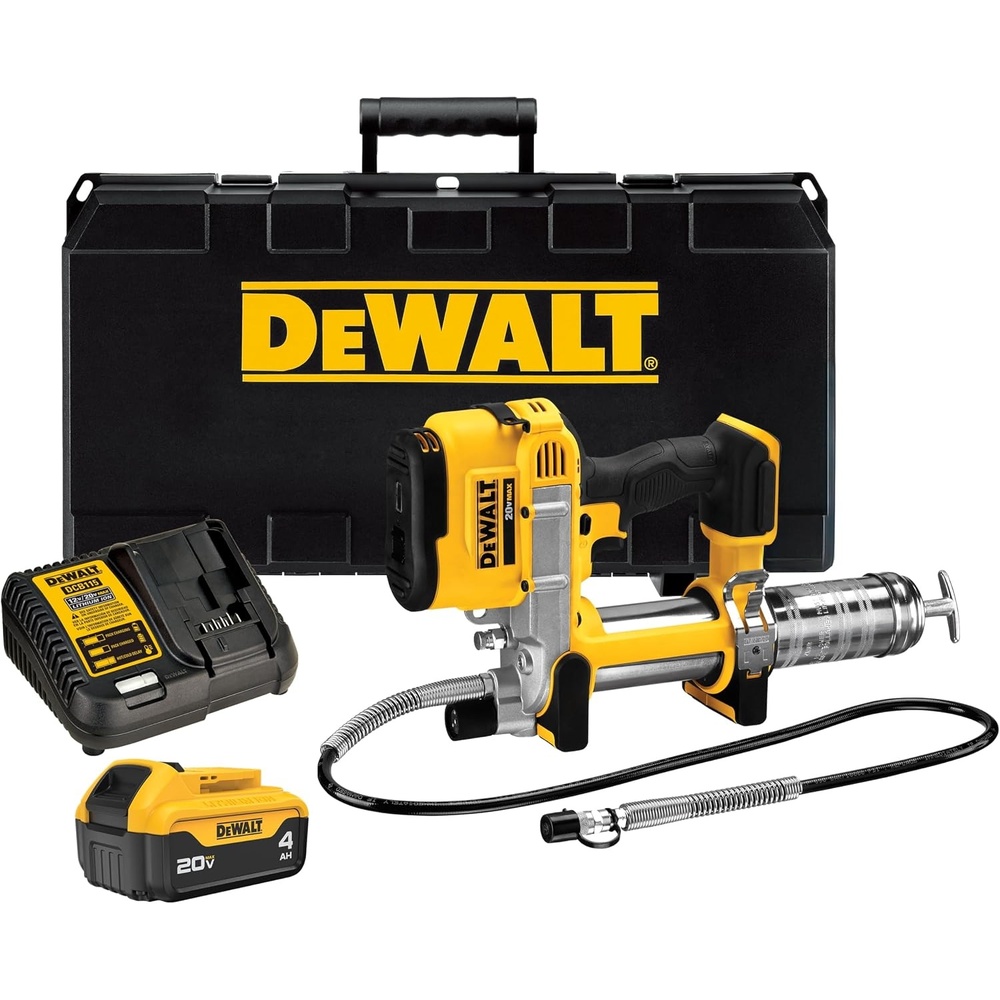 image:imageDEWALT Grease Gun Kit 20V MAX with 40Ah Battery and Charger Cordless Grease Gun LED Light 42 Hose 10000 PSI Variable Speed Triggers DCGG571M1Grease Gun 20V Battery 40 Ah