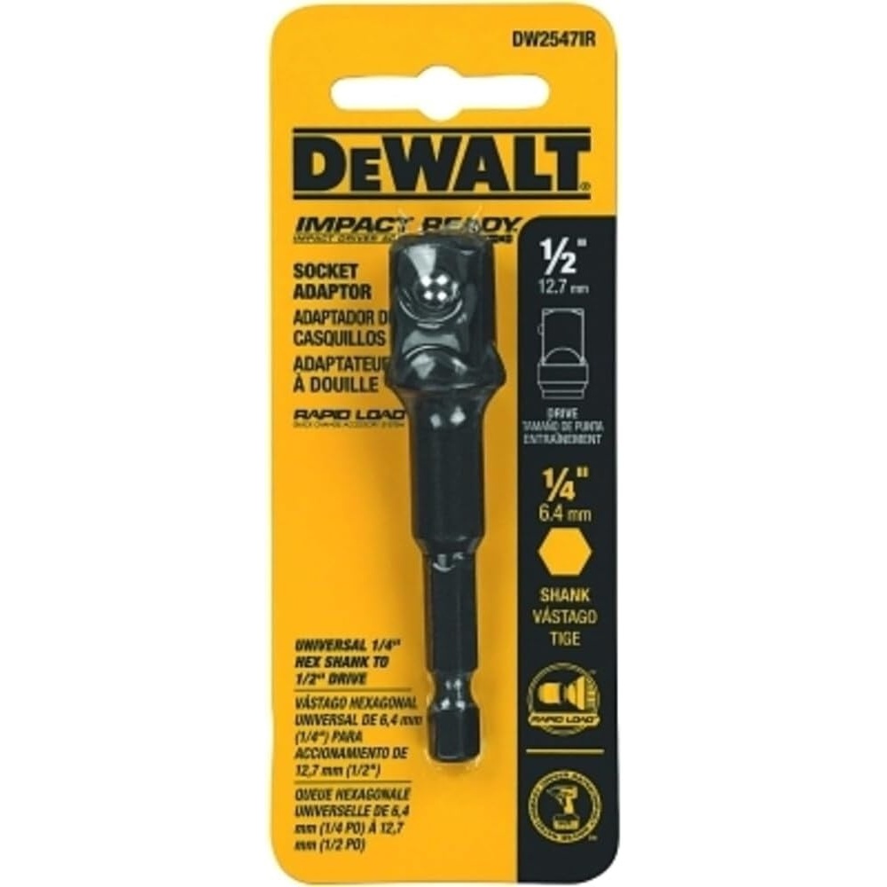 image:imageDEWALT IMPACT Socket Adapter Hex Shank 14Inch To 12Inch DW2547IR12