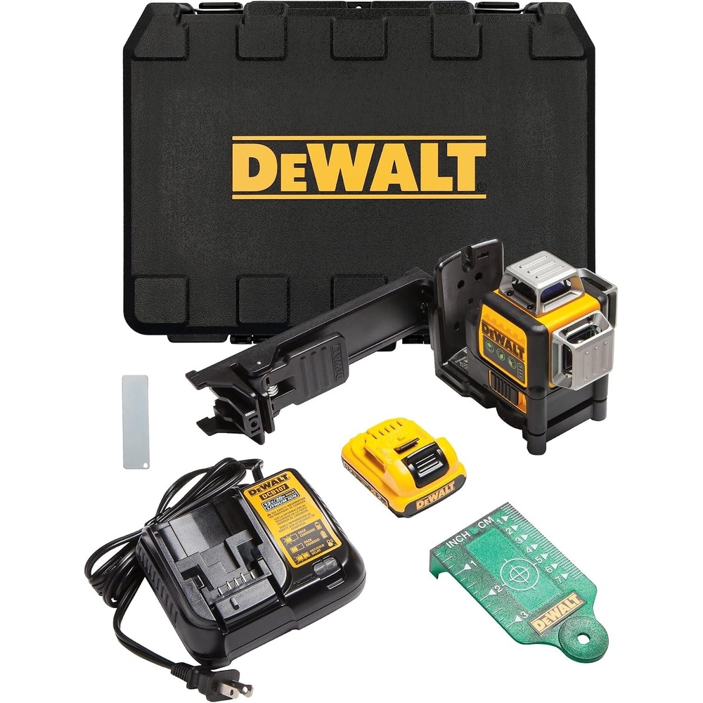 image:imageDEWALT Laser Level 360 Self Leveling 3 Way Green Laser Leveler Tool 12V MAX with 20Ah Battery Charger and Durable Carrying Case 100 Ft Tripod Compatible DW089LGLine Laser 2Ah Battery Charger Carrying Case