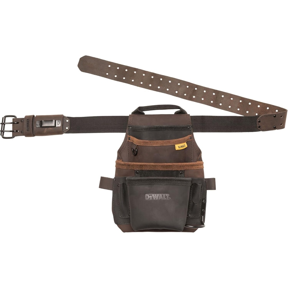 image:imageDEWALT Leather Tool Belt Organizer with 18 Pockets Heavy Duty Construction DWST550113One Size