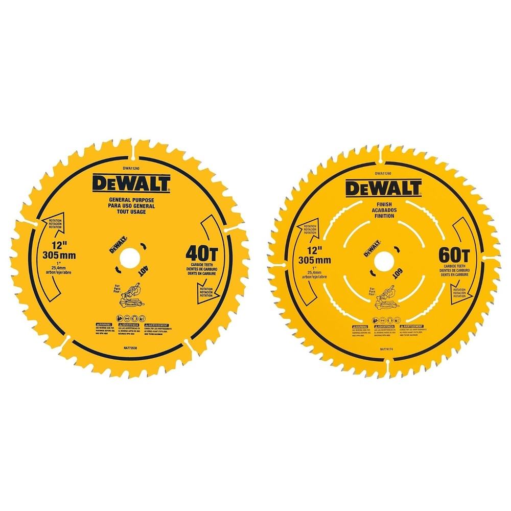 image:imageDEWALT Miter Saw Blade Combo Pack 12 Blades 40 Tooth amp 60 Tooth Fine Finish Ultra Sharp Carbide DWA112CMBSaw Blade Combo Pack 12 In 4060T