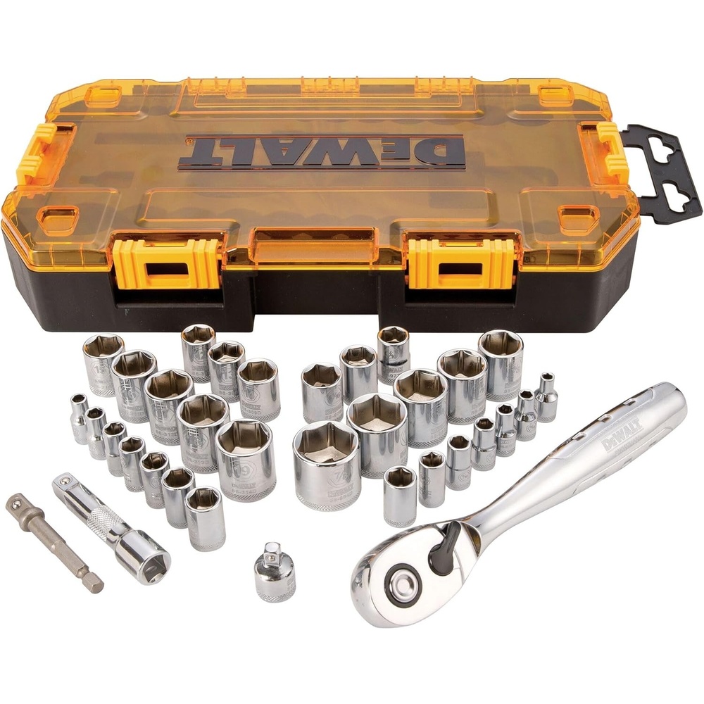 image:imageDEWALT Socket Set 14Inch amp 38Inch Drive SAEMetric 34Piece DWMT73804