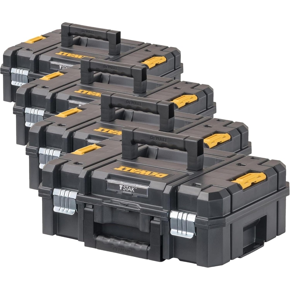 image:imageDEWALT Tool Box TSTAK II 13 In Flat Top Tool Storage Case Stackable Organizer Hard Case Portable Toolbox Heavy Duty Holds Up To 66 lbs DWST178071 Count Pack of 4