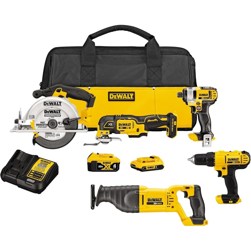 image:imageDEWALT Tools 5 Tool Power Tool Combo Kit Cordless Drill Impact Driver Saw Oscillating Multitool Set with 20V MAX Battery and Charger DCK551D1M120V MAX 5pc Tool Kit