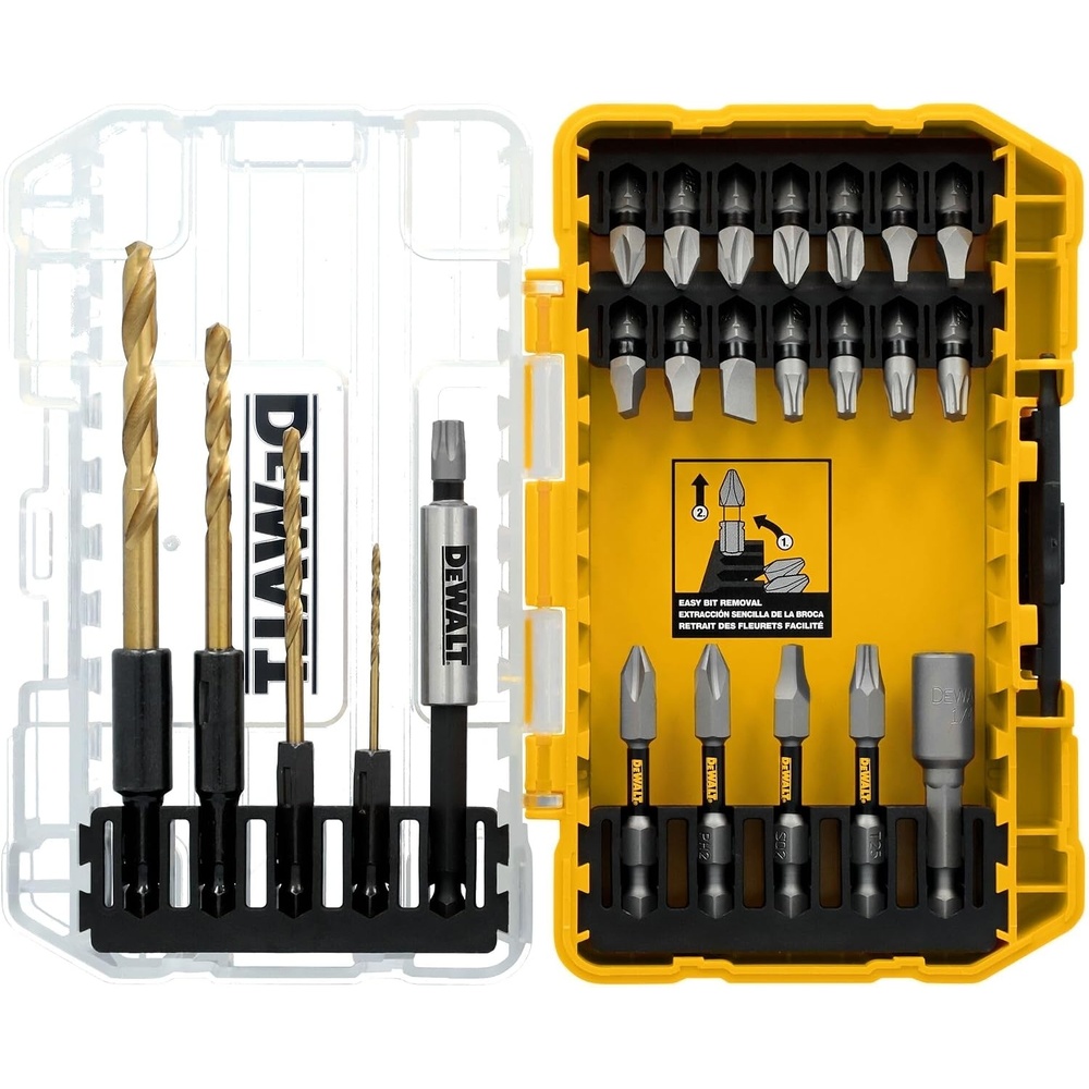 image:imageDEWALT Tough Grip 27 Pc Screwdriver Bit Set and Impact Drill Driver Bit Set Extra Durable Heavy Duty Torsion Zone Technology DWAF2504TG