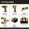 DEWALT 20V MAX 3-Tool Brushless Power Tool Set, Includes 1/2 Cordless Drill,1/4 Impact Driver, Oscillating Tool, 3 Batteries and a Charger, Extended Runtime, Lightweight (DCK360D3)(3 Tools + 3 Batteries)