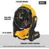 DEWALT 20V MAX Portable Fan, Battery Powered Rechargeable Cordless Shop Fan, Up to 4.5 Hrs Runtime, Variable Speed, 650 CFM, Tool Only (DCE512B)(Jobsite Fan (NEW))