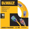 DEWALT 50 Foot 10/3 SJTW Lighted Extension Cord – Heavy Duty Outdoor, Waterproof, Weatherproof, Heat & Corrosion Resistant Industrial Strength Light Up Prong Outlet Plug Power Cord(50 ft)