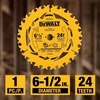 DEWALT 6-1/2 in. 24T Circular Saw Blade, Smooth Cutting, Superior Tracking and Durability (DWA261224)