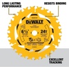 DEWALT 6-1/2 in. 24T Circular Saw Blade, Smooth Cutting, Superior Tracking and Durability (DWA261224)