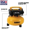 DEWALT Pancake Air Compressor, 6 Gallon, 165 PSI (DWFP55126) | Oil-Free Maintenance-Free Pump, Wood Working, Roofing, Home, Jobsite, 165 Max PSI, 2.6 SCFM @ 90 PSI(Compressor)
