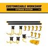 DEWALT Tool Organizer, 21 Piece Accessory Starter Kit, Includes 2 Metal Rails, 13 Hooks, and 2 Plastic Bins, DEWALT Workshop Storage System Compatible (DWST82801)(21 Piece Starter Kit)