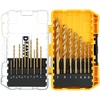 DEWALT 18 Piece Drill Bit Set, Titanium Nitride Coated High Speed Steel Jobber Length, 3-Flat, No-Spin Shank (DW1367)