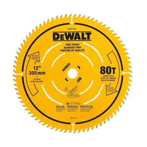 DEWALT 12 Inch 80T Carbide Circular Saw Blade, Fine Finish Saw Blade (DWA11280)(One Size)