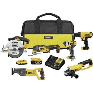 DEWALT 20V MAX 7-Tool Combo Kit, Includes Cordless Drill, Impact Driver, Reciprocating Saw, Circular Saw, Oscillating Tool, Random Orbital Sander, Jigsaw, 5Ah Battery and Charger (DCK751P1)(6 Tool Combo Kit)