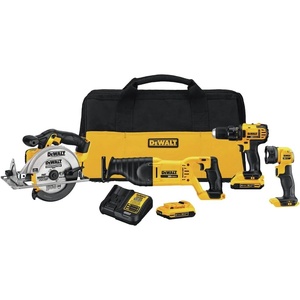 DEWALT 20V MAX Cordless Drill Driver and Circular Saw Combo Kit with 2 x 2 Ah Batteries and Charger, Contractor Bag (DCK252D2)(4 Tool Combo Kit)