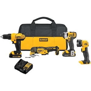 DEWALT 20V MAX Cordless Drill Driver and Oscillating Multi-Tool Combo Kit with 2 x 2 Ah Batteries and Charger, Blade and Workbag (DCK251D2)(4 Tool Combo Kit)