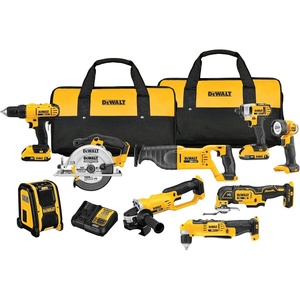 DEWALT 20V MAX Power Tools, 9 Cordless Tool Combo, Impact and Drill Driver, Oscillating Tool, Grinder,Circular and Reciprocating Saw,Right Angle Drill,Speaker,LED Light, 2 Batteries,Charger (DCK940D2)(Standard / (2 batts))