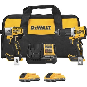 DEWALT 20V MAX XR Impact Driver and Hammer Drill Cordless Power Tool Combo Kit, Includes 2 x 4ah POWERPACK Batteries and a Charger (DCK250QQ2)