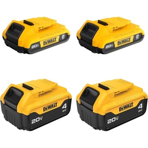 DEWALT 20V Max Battery, 4 Pack, Includes 2 x 5.0Ah Extended Runtime Batteries and 2 x 2.0Ah Compact Batteries (DCB235-4)(4.0 Ah & 2.0 Ah)