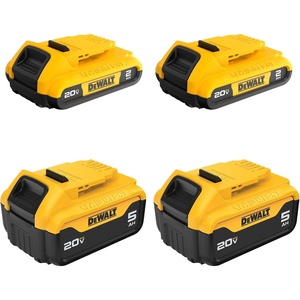 DEWALT 20V Max Battery, 4 Pack, Includes 2 x 5.0Ah Extended Runtime Batteries and 2 x 2.0Ah Compact Batteries (DCB235-4)(5.0 Ah & 2.0 Ah)