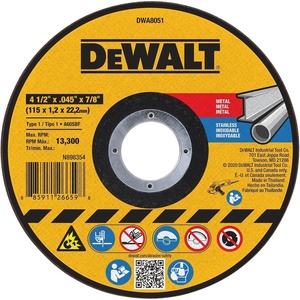 DEWALT 4-1/2 In x .045 in Aluminum Oxide Bonded Abrasive Cut Off Blade with 7/8 in Arbor, 15 Pack General Purpose Cutting Wheels (DWA8051B15)