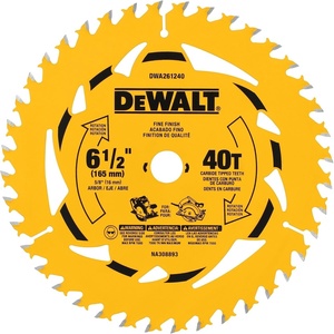 DEWALT 6-1/2 in. 40T Circular Saw Blade (DWA261240)