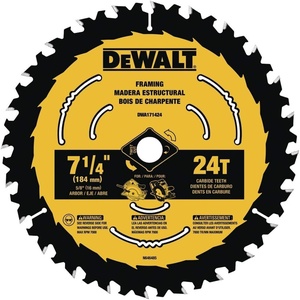 DEWALT Circular Saw Blade, 7 1/4 Inch, 24 Tooth, Wood Cutting (DWA171424)(One Size)