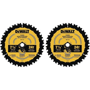 DEWALT Circular Saw Blade, 7 1/4 Inch, 24 Tooth, Wood Cutting (DWA171424)(One Size (Pack of 2))