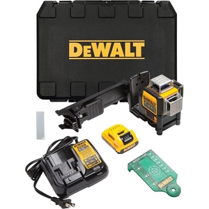 DEWALT Laser Level 360 Self Leveling, 3 Way Green Laser Leveler Tool 12V MAX with 2.0Ah Battery, Charger and Durable Carrying Case, 100 Ft, Tripod Compatible (DW089LG)(Line Laser  2Ah Battery  Charger  Carrying Case)