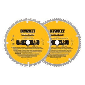 DEWALT Miter Saw Blade Combo Pack, 12” Blades, 40 Tooth & 60 Tooth, Fine Finish, Ultra Sharp Carbide (DWA112CMB)(Saw Blade 2 Pack  12 In.  80T)