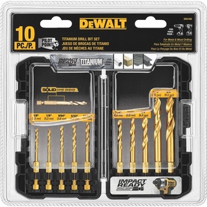 DEWALT Titanium Nitride Coated Drill Bit Set, 10-Piece Impact Ready (DD5160)(One Size)