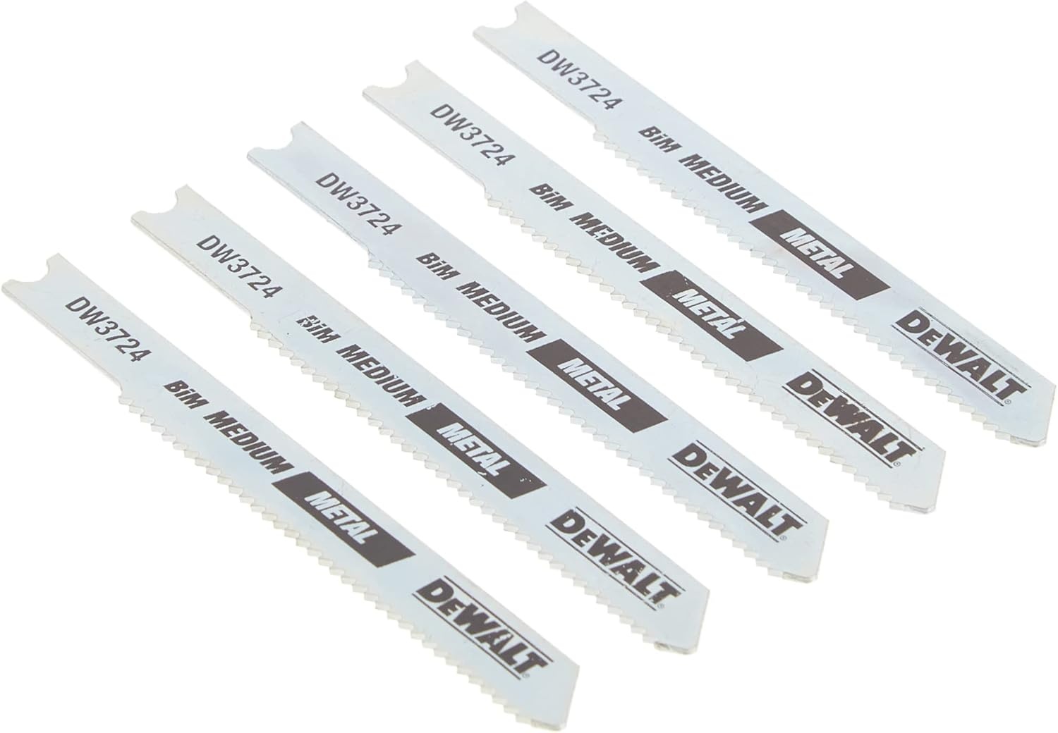 image:imageDEWALT DW37245 Jigsaw Blades Medium Metal Cutting UShank 3Inch 18TPI 5Pack DW37245 SilverMedium