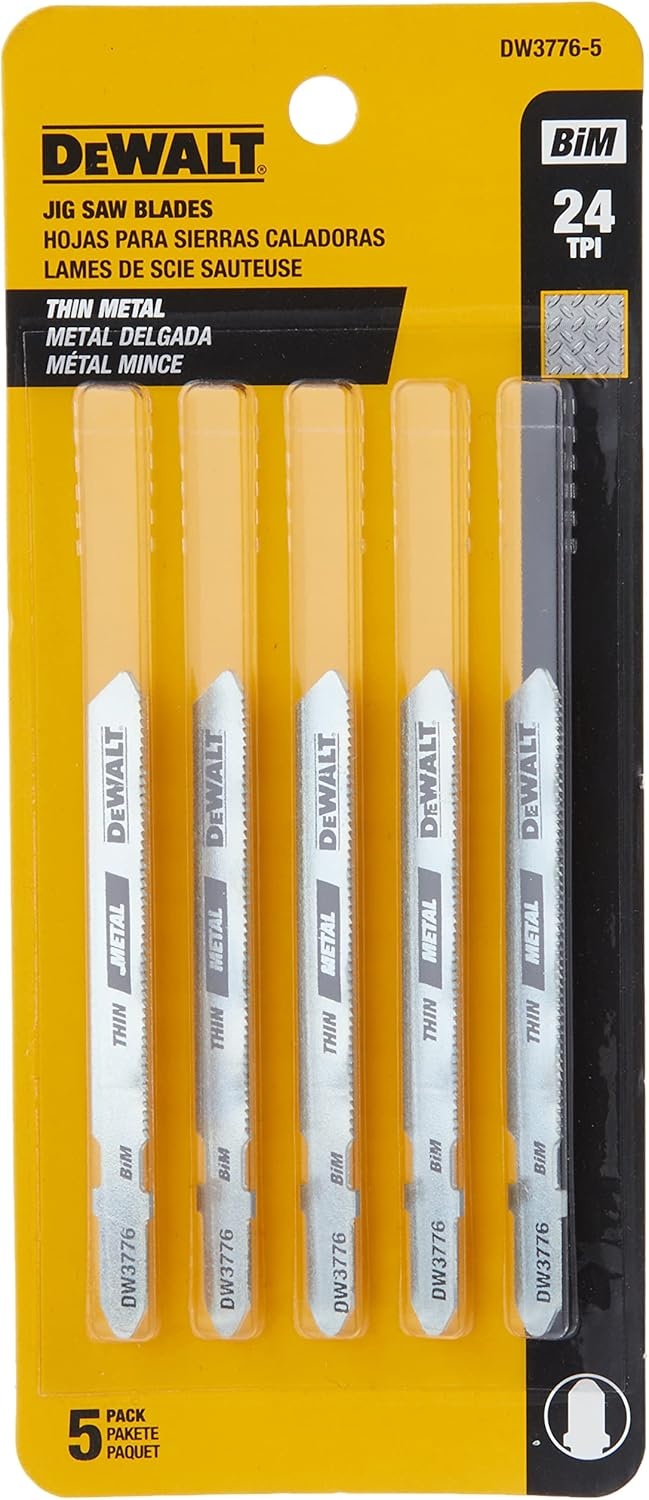 image:imageDEWALT DW37705 Jigsaw Blades Thick Metal Cutting TShank 3Inch 14TPI 5Pack DW37705One Size