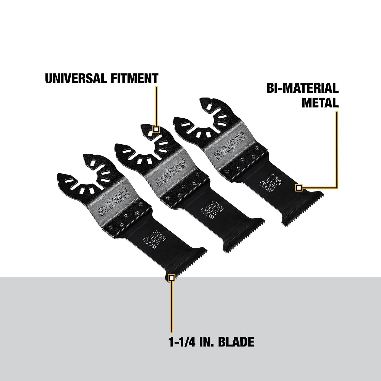 image:imageDEWALT 114 In Titanium Oscillating Tool Blade For Wood with Nails 3 Pack DWA42033One Size
