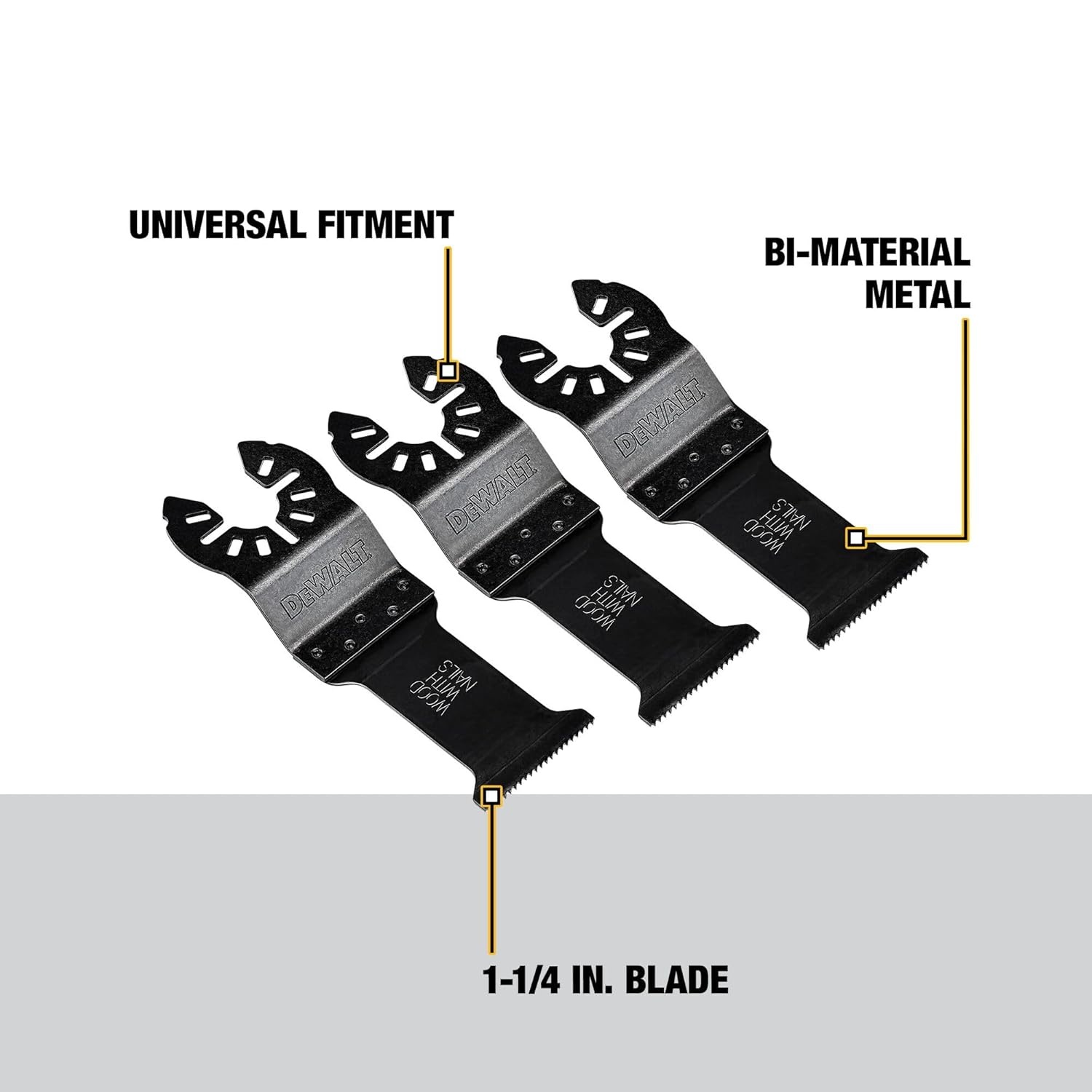 image:imageDEWALT 114 In Titanium Oscillating Tool Blade For Wood with Nails 3 Pack DWA42033One Size Pack of 5