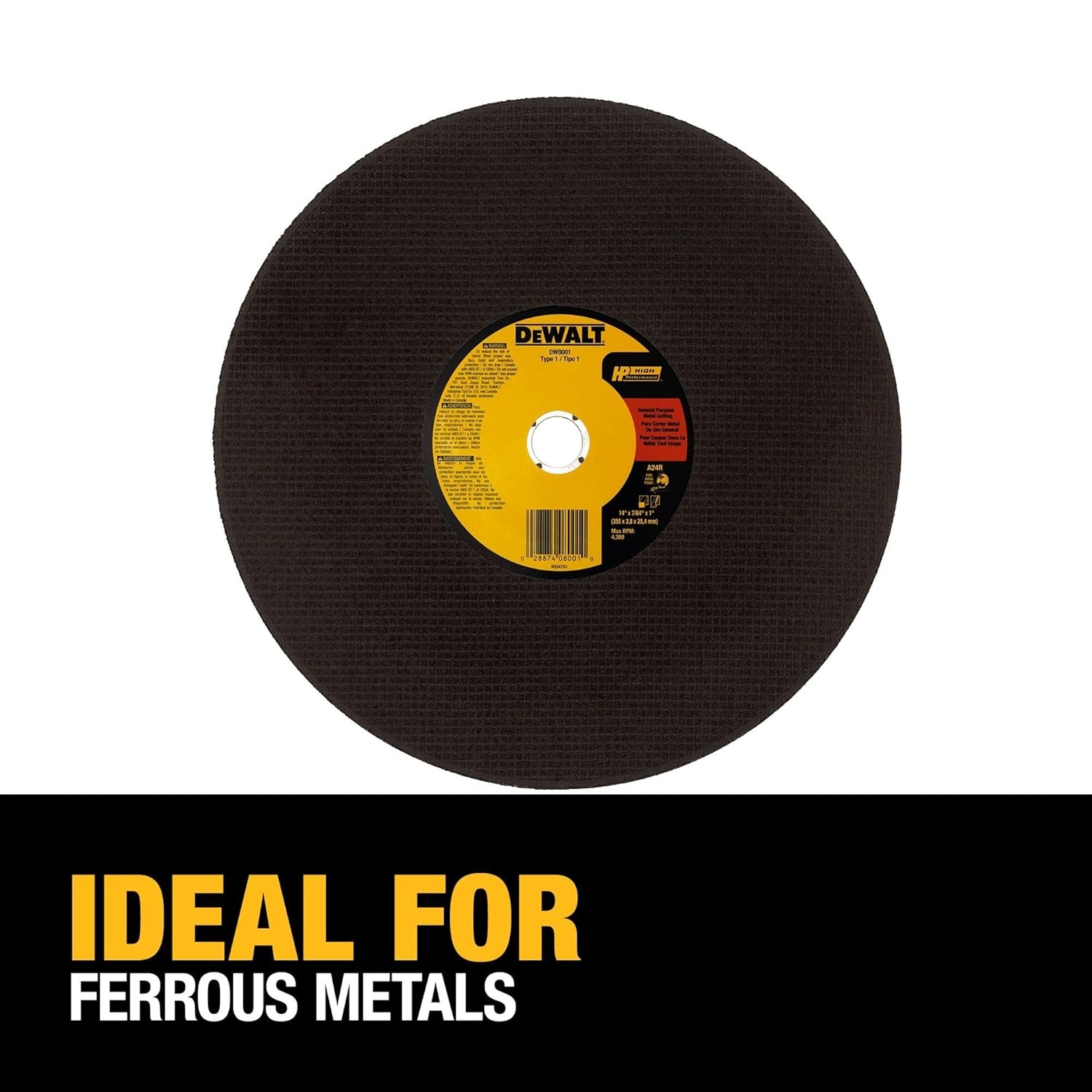 image:imageDEWALT 14 Chop Saw Blade Metal CutOff Wheel DW8001One Size