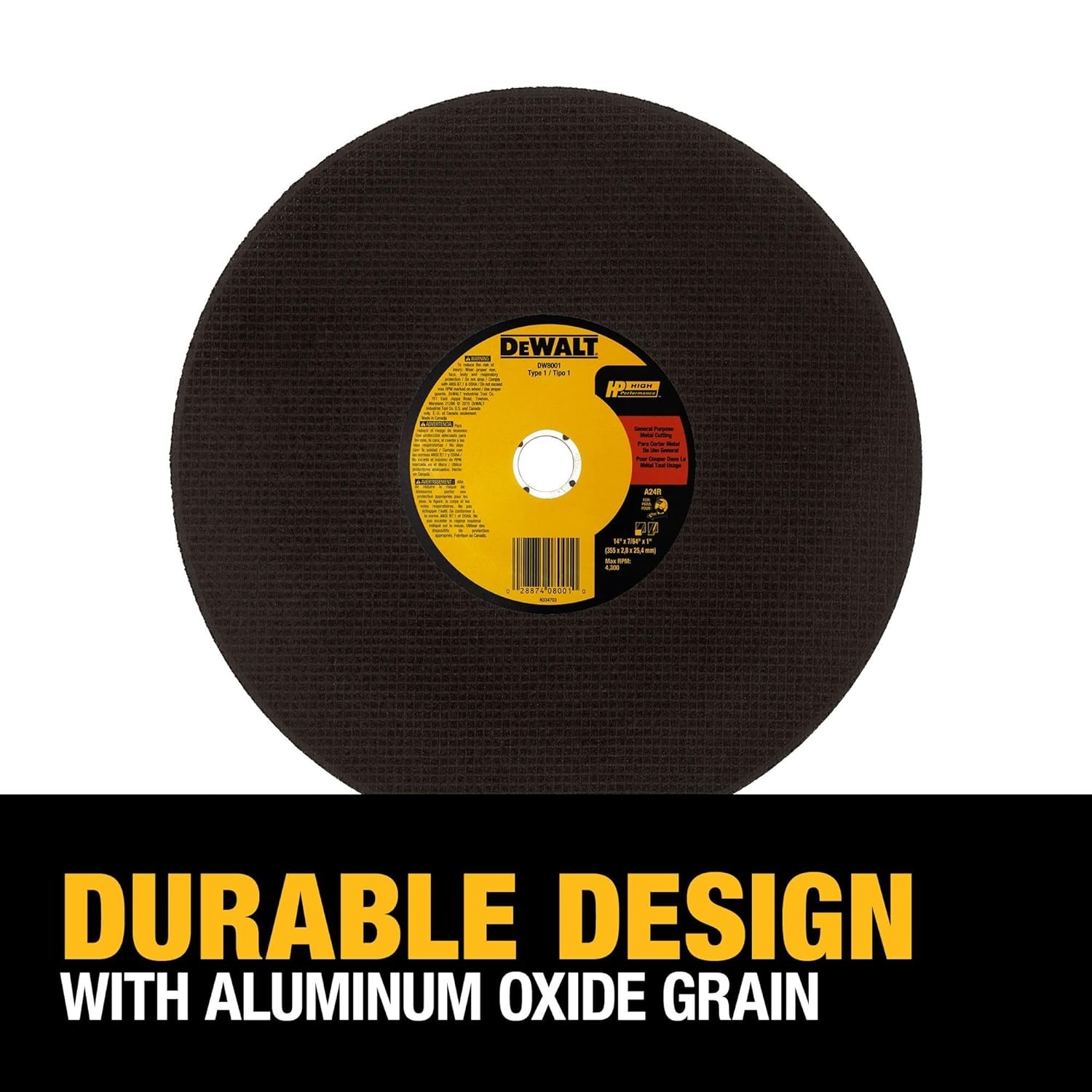 image:imageDEWALT 14 Chop Saw Blade Metal CutOff Wheel DW8001One Size