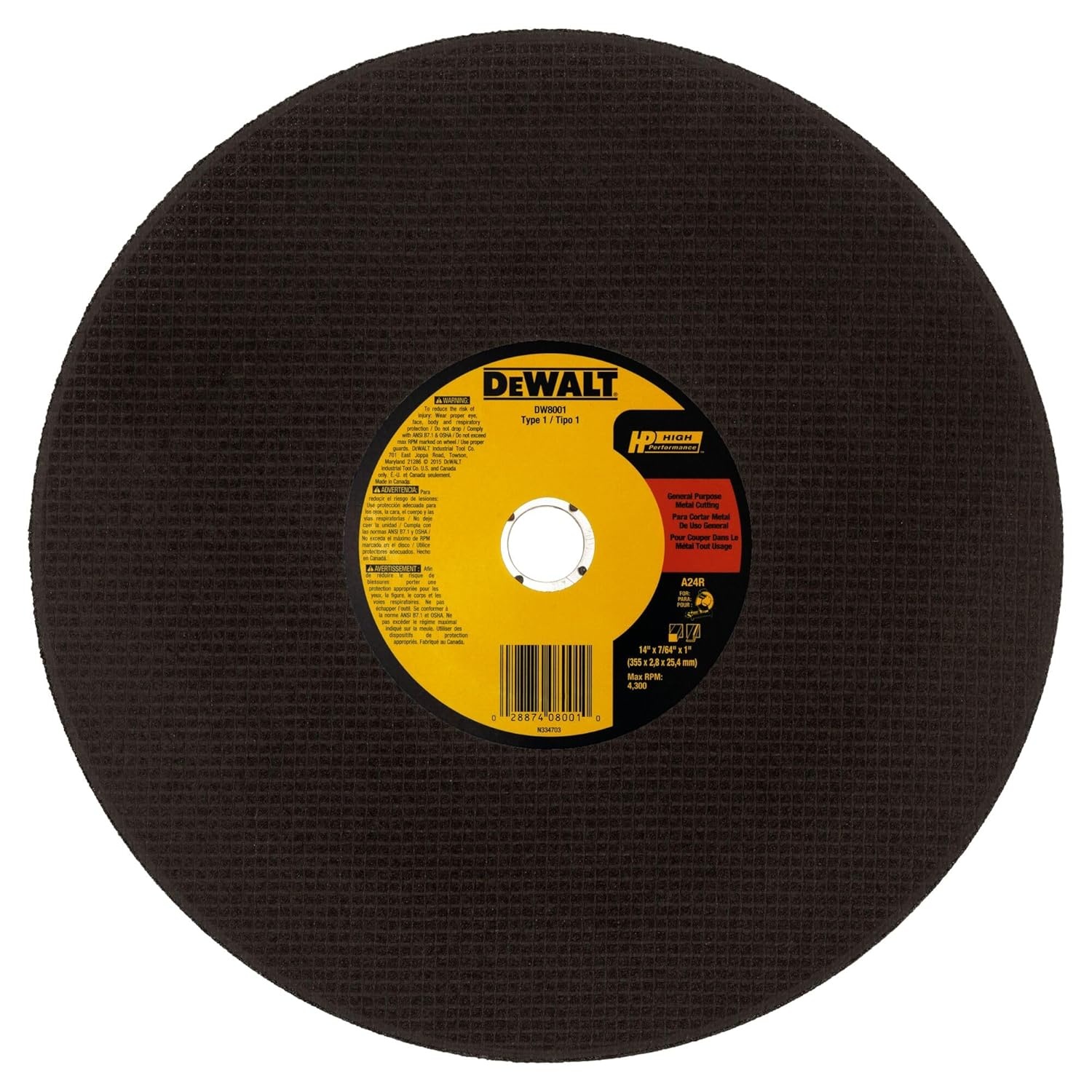 image:imageDEWALT 14 Chop Saw Blade Metal CutOff Wheel DW8001One Size Pack of 10