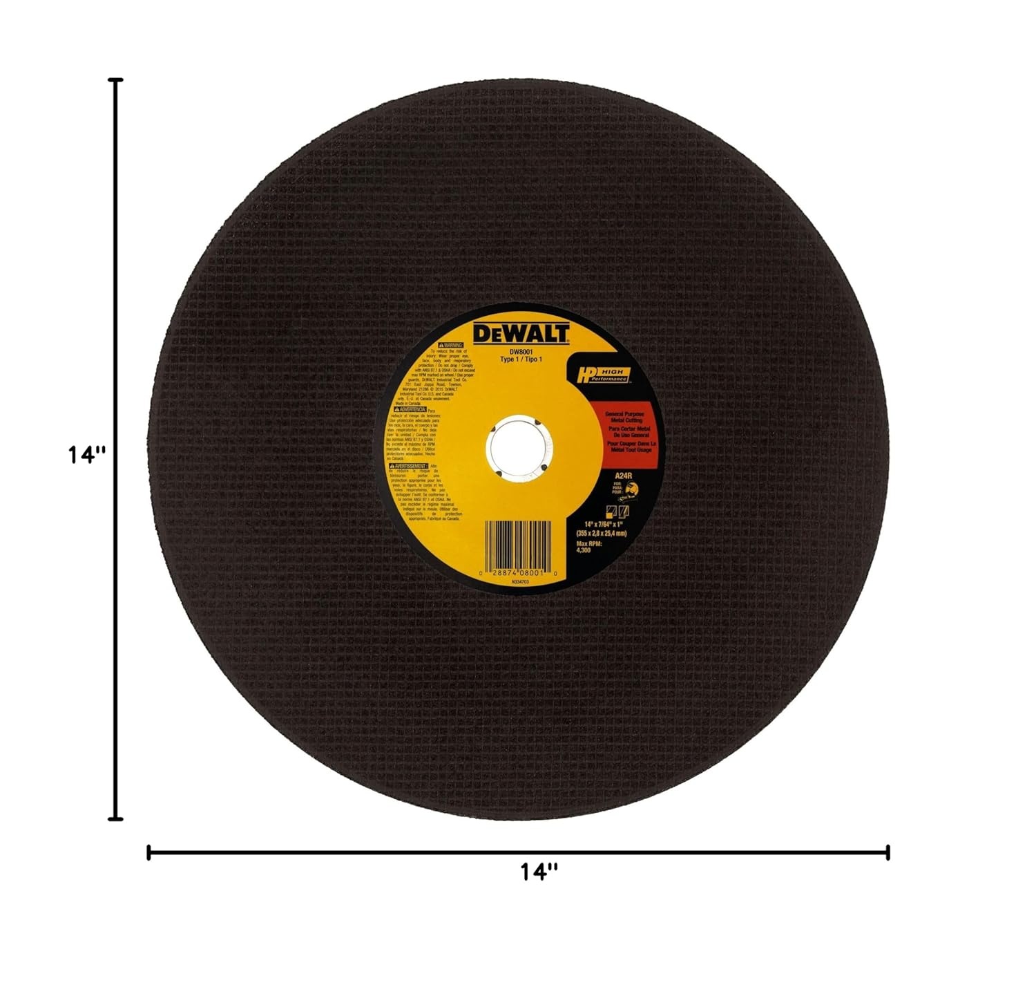 image:imageDEWALT 14 Chop Saw Blade Metal CutOff Wheel DW8001One Size Pack of 10