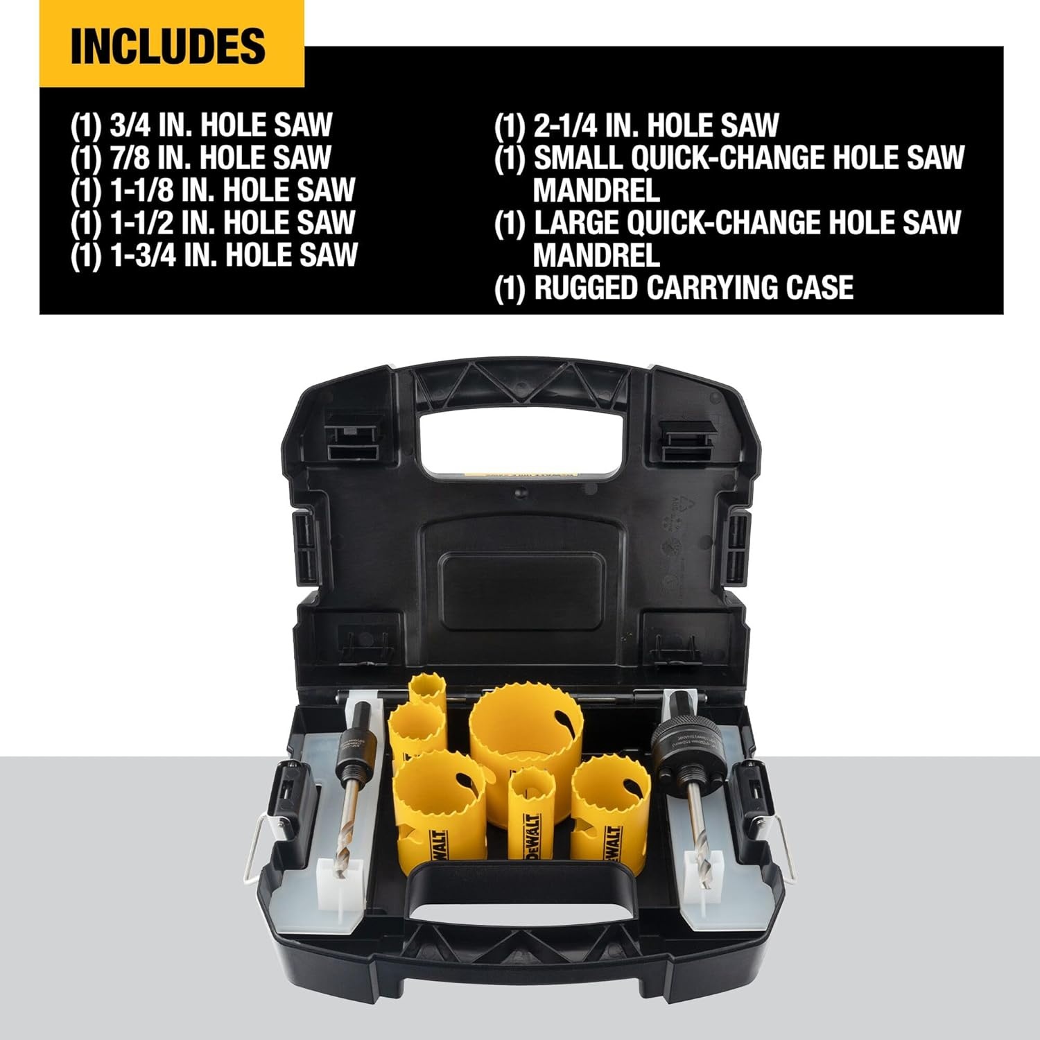 image:imageDEWALT BiMetal Hole Saw Kit for Wood Metal and Plastic D180001