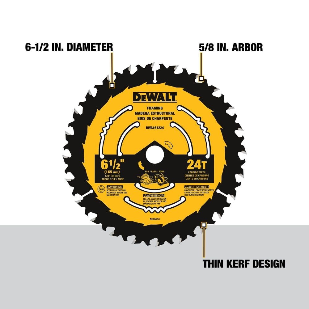 image:imageDEWALT Circular Saw Blade 6 12 Inch 24 Tooth Framing DWA161224Multi