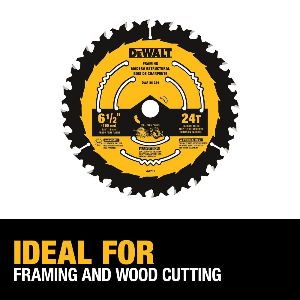 image:imageDEWALT Circular Saw Blade 6 12 Inch 24 Tooth Framing DWA161224Multi