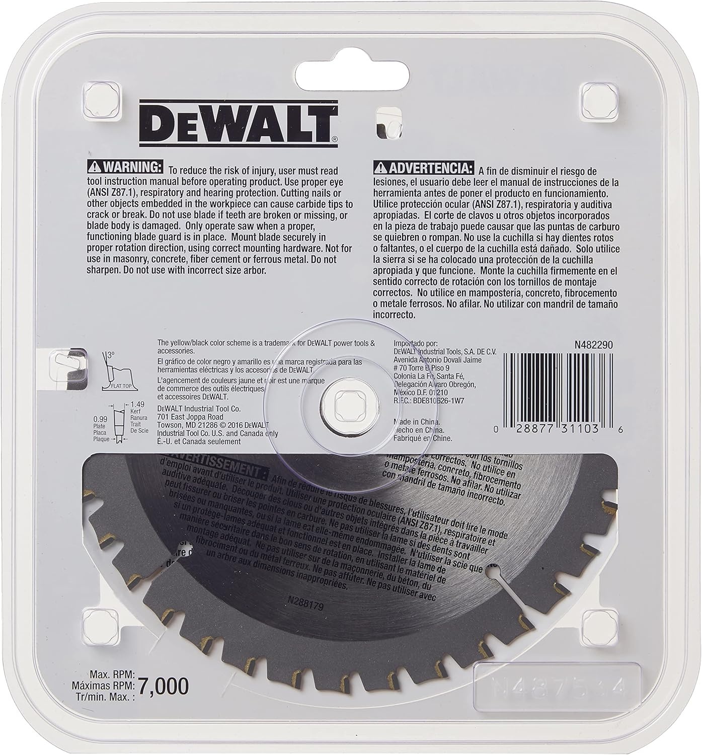 image:imageDEWALT Circular Saw Blade 6 12 Inch 36 Tooth Aluminum Cutting DW9152