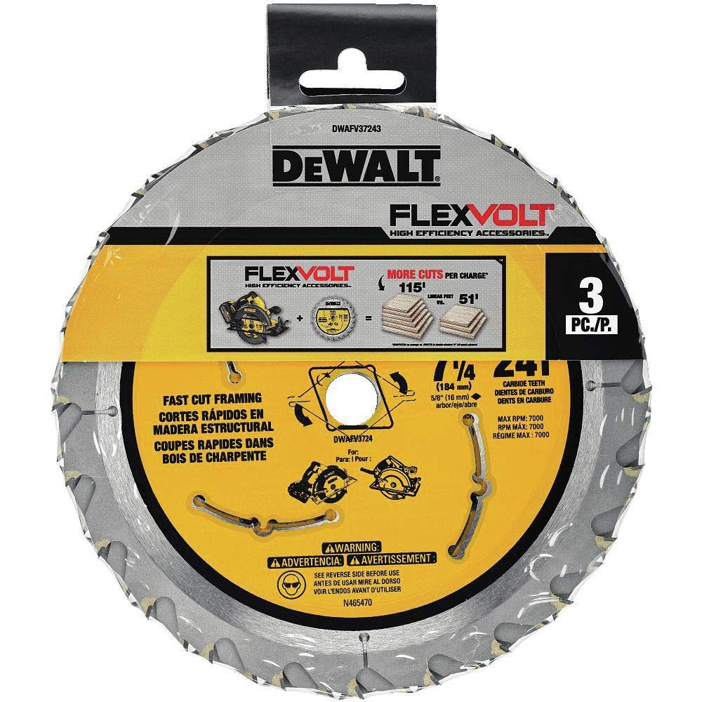 image:imageDEWALT Circular Saw Blade 7 14 Inch 24 Tooth Framing 3 Pack DWAFV37243 Silver