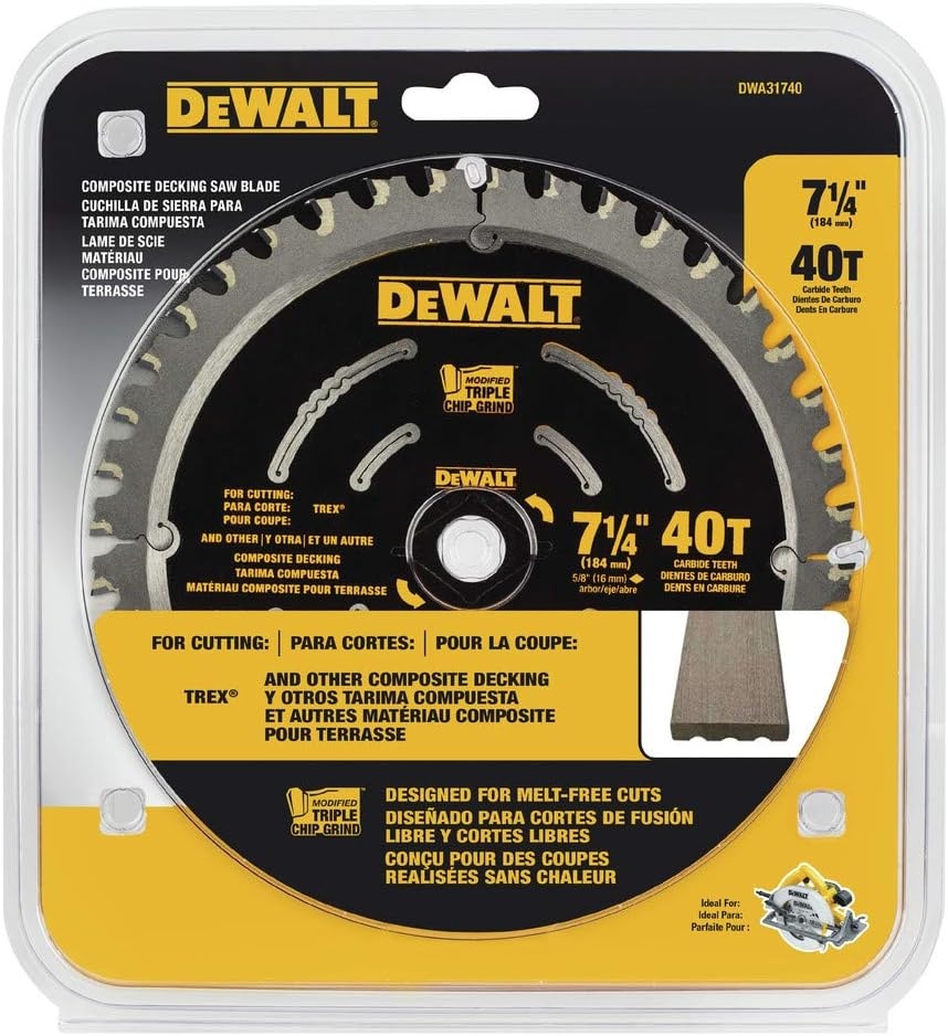 image:imageDEWALT Circular Saw Blade 7 14 Inch 40 Tooth Composite Decking DWA31740