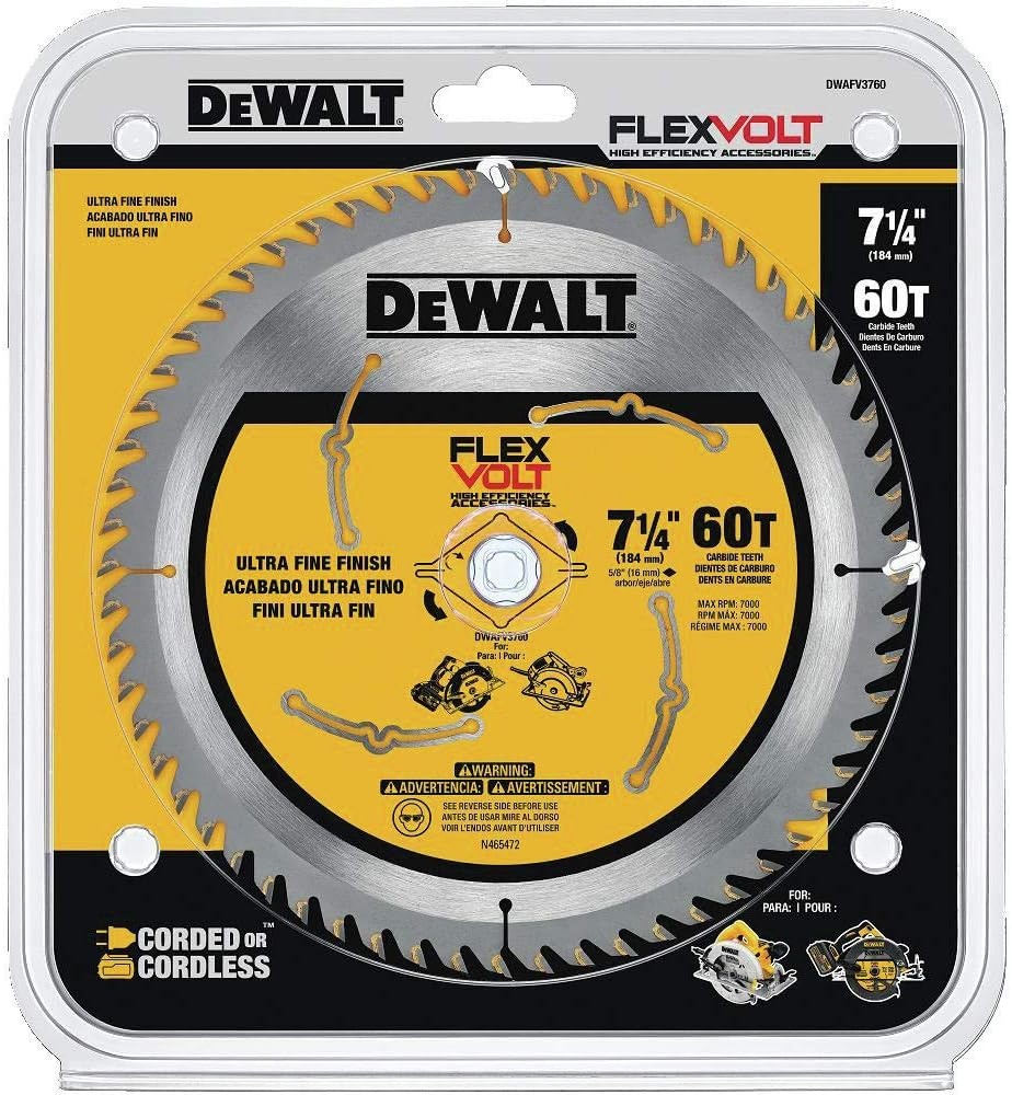 image:imageDEWALT Circular Saw Blade 7 14 Inch 60 Tooth Wood Cutting DWAFV3760