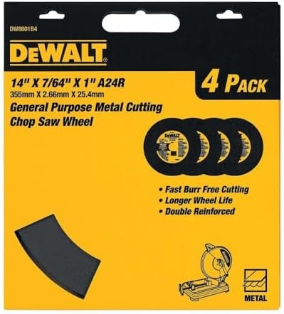 image:imageDEWALT Cutting Wheel for Chop Saw Metal Cutting 14Inch DW8001B4 4 count